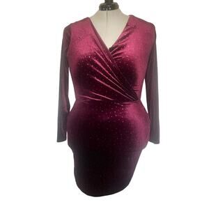 Y2K Speechless Velvet Glitter Dress Sz 15 Burgundy Holiday Clubwear Vampy Mob